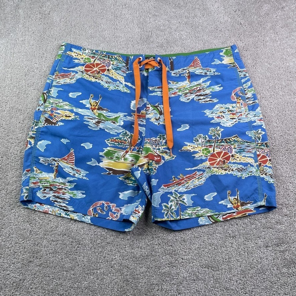 Reyn Spooner Board Shorts Mens 42 Blue‎ Hawaiian Mermaid Beach Swim Trunks